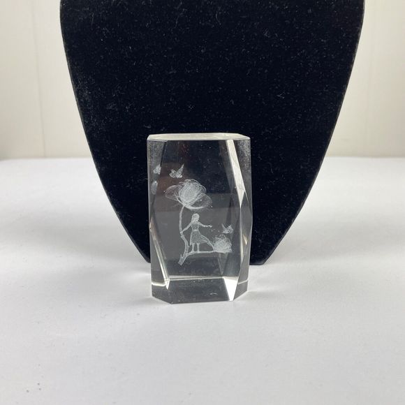 Glass‎ Laser Etched 3D Fairy with Flowers Paperweight Holographic - Picture 3 of 5